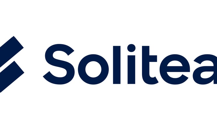 Logo společnosti Solitea v tmavě modré barvě na bílém pozadí.